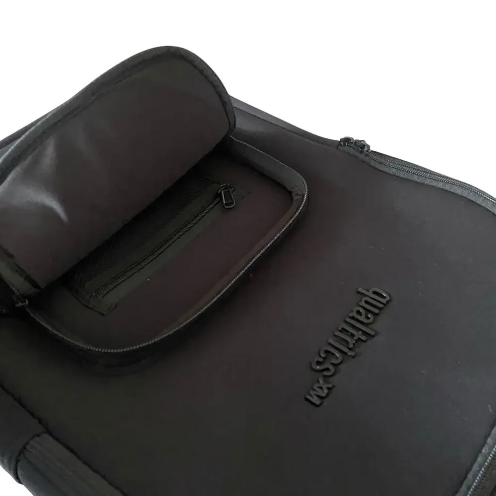 Qualtrics Black on Black Waterproof Backpack with Pockets - Laptop Bookbag NEW